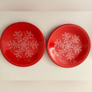 2 Fiesta Scarlet Snowflake Salad Plates NWT